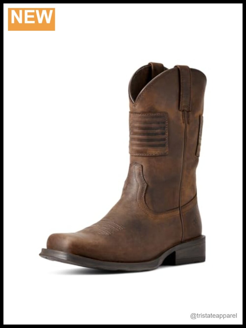 Full-Grain Leather Western Boots Square Toe 11in Shaft Mid-Calf Work